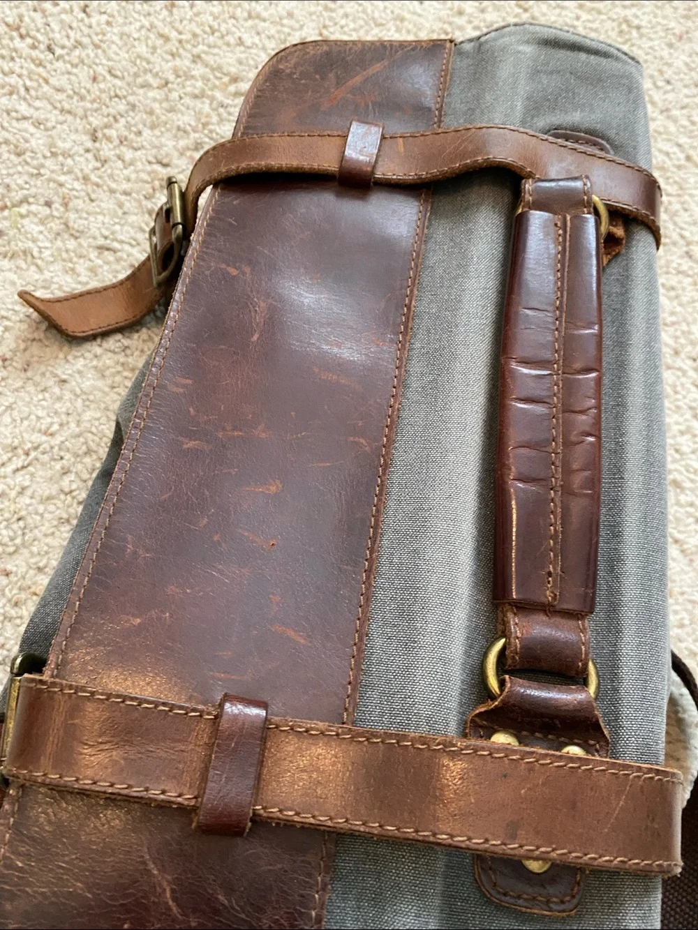 S-Zone Leather and Canvas Messenger Bag.